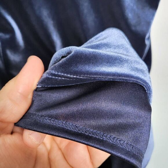 Laundry by Shelli Segal Blue Velvet Side Ruched Dress Size 4 - Picture 8 of 11